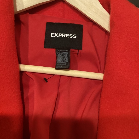 Express Red Shawl Lapel Wrap Coat - Picture 9 of 15
